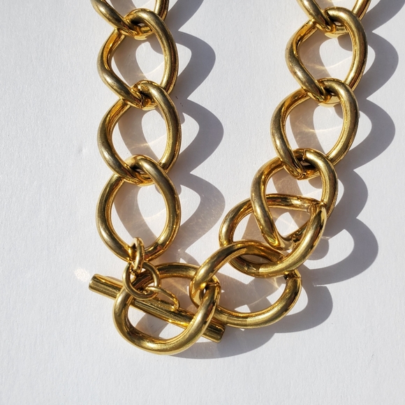 Vintage Boho Gold Tone Twisted Link Chain Necklace - Picture 3 of 8